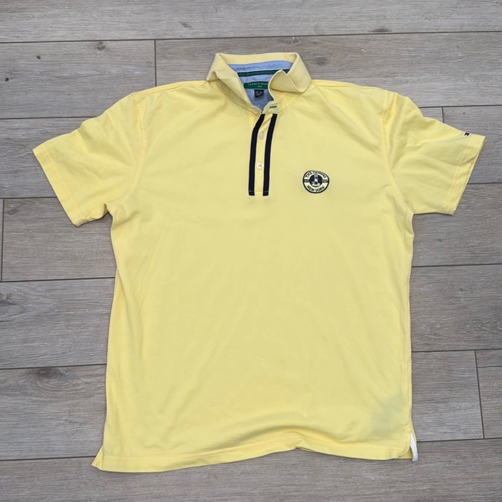 Tommy Hilfiger Golf Polo Shirt Butter Yellow Montauk Downs Hamptons Mens Lrg EUC - Picture 2 of 9